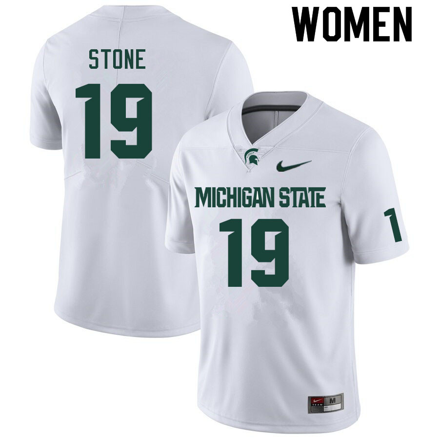 Women #19 Jack Stone Michigan State Spartans College Football Jerseys Sale-White